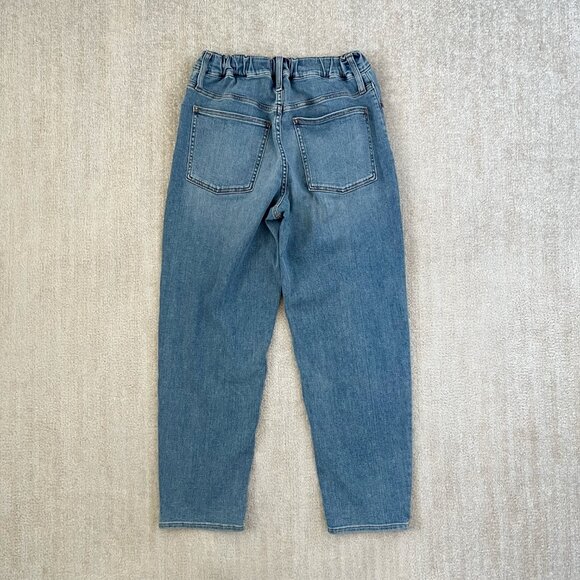 Madewell High Rise Pull On Jeans in Keefe Wash Relaxed Blue Crop Jeans 26 - Picture 4 of 9